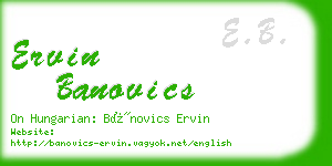 ervin banovics business card